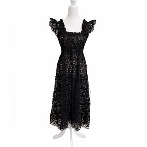 Hill House Black Lace Midi Dress